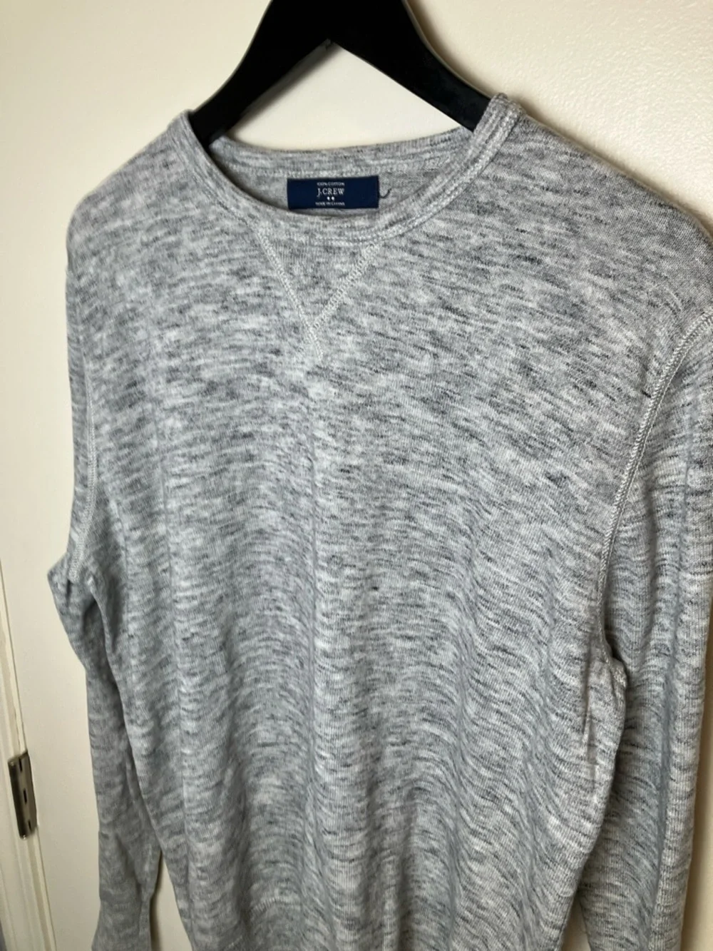 J.Crew Men's Light Grey Cotton‎ Crewneck Sweater XL Minimalist Preppy Classic